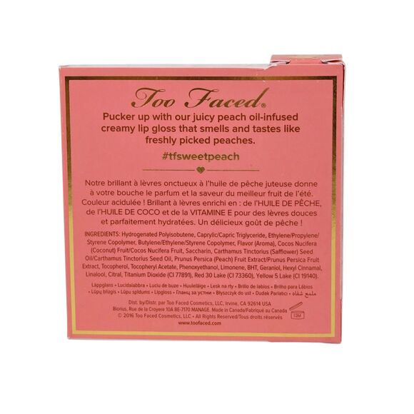 Too Faced Sweet Peach Creamy Peach Oil Lip Gloss Travel Size 1 g / 0.04 oz NIB - Picture 2 of 6